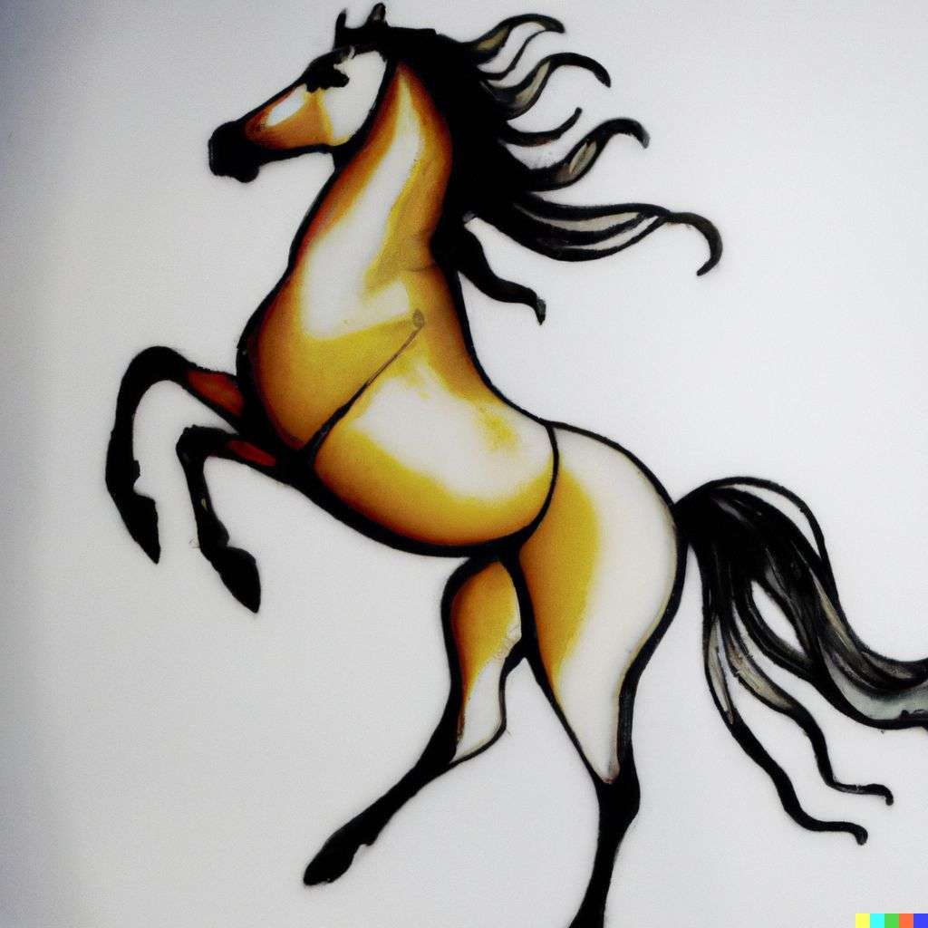 a horse, glass painting